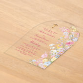 牧草地の花のアーチ 宗教的な結婚式 アクリル招待状 (レイダウン)