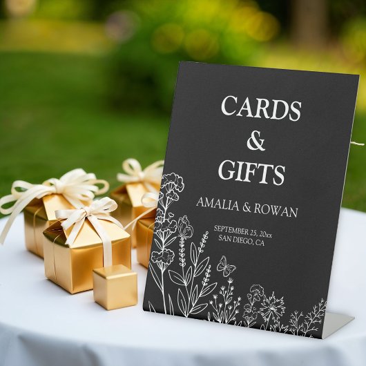 牧草地の花のカードとギフト結婚ズ 台座サイン