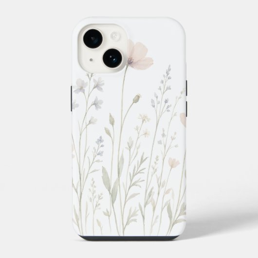 牧草地の花のスマホケース　植物画風 iPhoneケース (裏面)