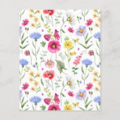 牧草地の花の予算ベビーシャワーの招待 (裏面)