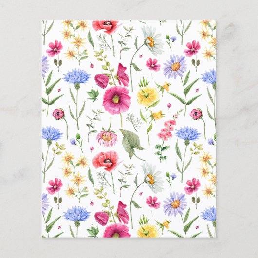 牧草地の花の予算ベビーシャワーの招待 (裏面)