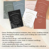 牧草地の花ブルーグレーウェディングレセプション 招待状