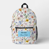 牧草地の花柄 教員のための新学期用品 プリントバックパック (正面)