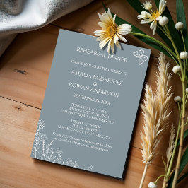 牧草地の花結婚のリハーサルディナー 招待状