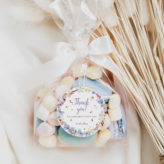 牧草地の花赤ちゃんシャワー感謝していユー ラウンドシール