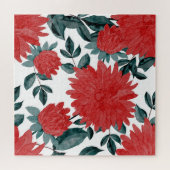 牧草地の花：ヴィンテージ水色シームレス ジグソーパズル (横)