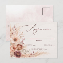 牧草地の花 秋の結婚式 RSVP ポストカード
