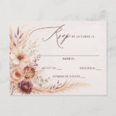 牧草地の花 秋の結婚式 RSVP ポストカード (正面)