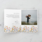 牧草地の野生の花の結婚式の写真の御礼カード サンキューカード (内部)