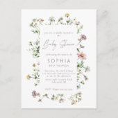 牧草地の野生の花の繊細な赤ちゃんシャワー ポストカード (正面)