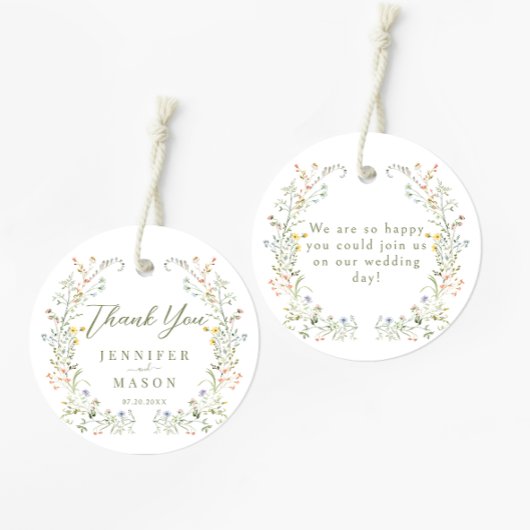 牧草地の野結婚草花のメッセージカード フェイバータグ