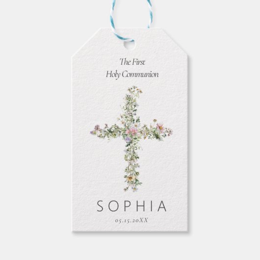 牧草地の野草が聖餐式を渡る ギフトタグ (正面)