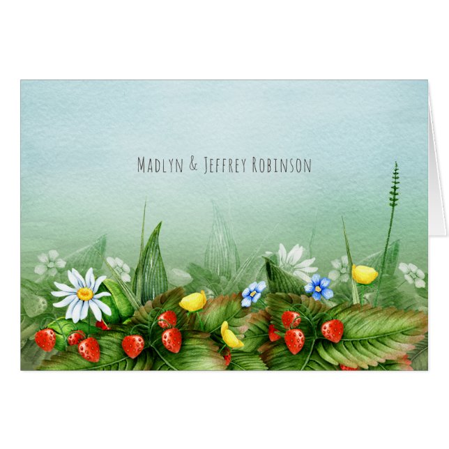 牧草地の青い空の国で野生のイチゴ (正面横)