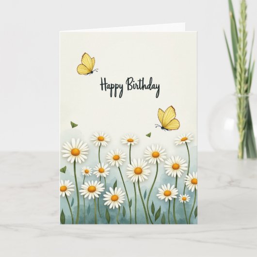 牧草地の静寂 誕生日カード カード (正面)