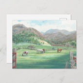 「牧草地の馬たち」 ポストカード (正面/裏面)