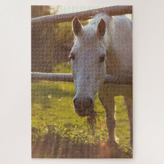 牧草地の馬 ジグソーパズル (縦)