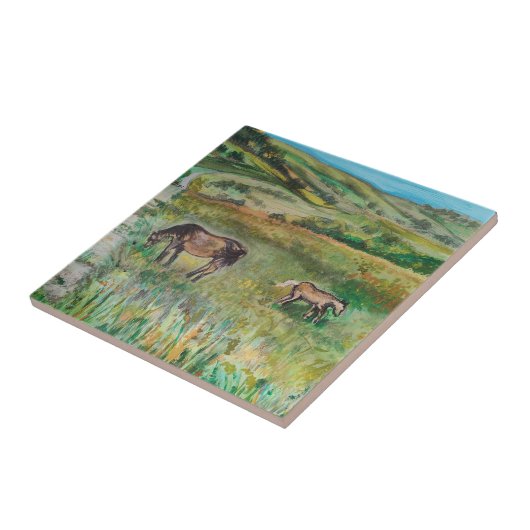 牧草地の馬 タイル (側面)