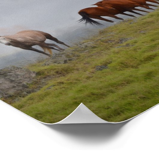 牧草地の馬 ポスター (角)