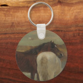 牧草地の馬、油絵、エドガー・デガ キーホルダー (裏面)
