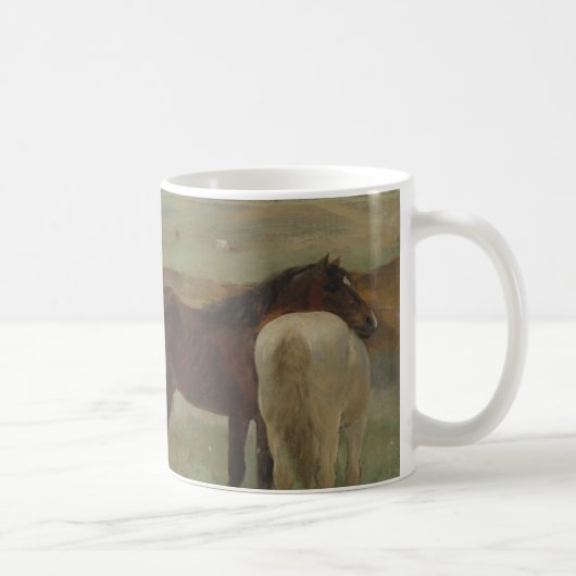 牧草地の馬、油絵、エドガー・デガ コーヒーマグカップ (右)