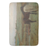 牧草地の馬、油絵、エドガー・デガ バスマット (正面縦)