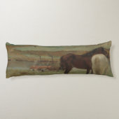 牧草地の馬、油絵、エドガー・デガ ボディピロー (裏面)