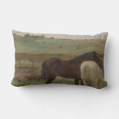 牧草地の馬、油絵、エドガー・デガ ランバークッション (裏面)