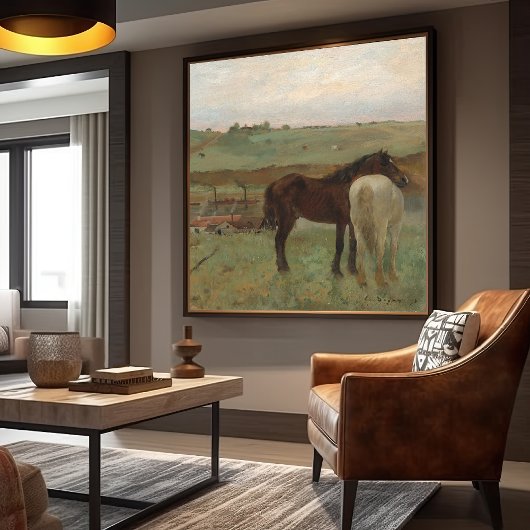 『牧草地の馬』絵画はエドガー・デガ キャンバスプリント