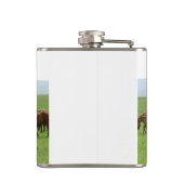 牧草地の馬 – 風景写真 フラスク (裏面)