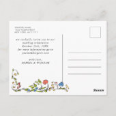 牧草地エレガント野草花結婚式の日付を保存 ポストカード (裏面)