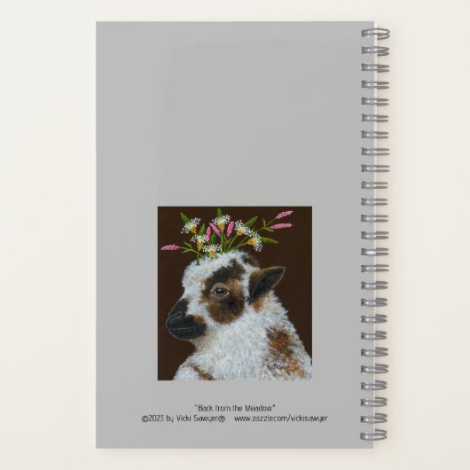 牧草地エレメントと羊の帽子のノート ノートブック (裏面)