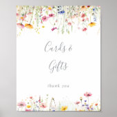 牧草地カラフルの花のカードとギフトサイン ポスター (正面)