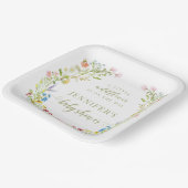 牧草地カラフル小さな野草の赤ちゃん女の子シャワー ペーパープレート (傾斜あり)