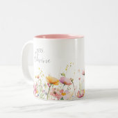 牧草地カラフル山花の新婚の花嫁 ツートーンマグカップ (正面左)