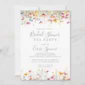 牧草地カラフル山花ブライダルシャワー茶パーティー 招待状 (正面)