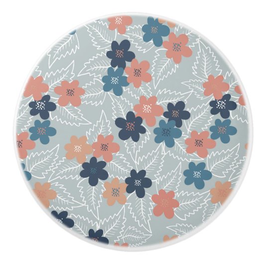 牧草地カラフル春の花 セラミックノブ (正面)