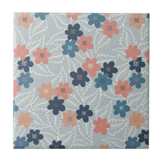 牧草地カラフル春の花 タイル (正面)