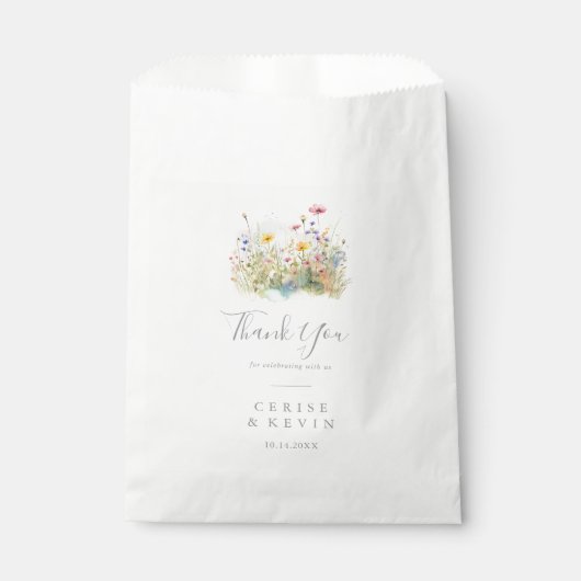 牧草地カラフル野フラワーサンキュー結婚ズ フェイバーバッグ (正面)
