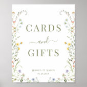 牧草地カラフル野生の花結婚式カード&ギフト ポスター (正面)