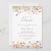 牧草地カラフル野花レッツ祝パーティー 招待状 (正面)
