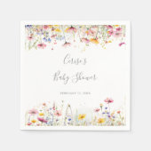 牧草地カラフル野草の赤ちゃんシャワー スタンダードカクテルナプキン (正面)