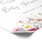 牧草地カラフル野草花ベイビーシャワーへようこそ ポスター (角)