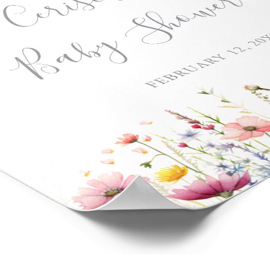 牧草地カラフル野草花ベイビーシャワーへようこそ ポスター (角)