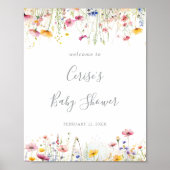 牧草地カラフル野草花ベイビーシャワーへようこそ ポスター (正面)