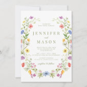 牧草地カラフル野草花ボホ結婚式招待状 招待状 (正面)