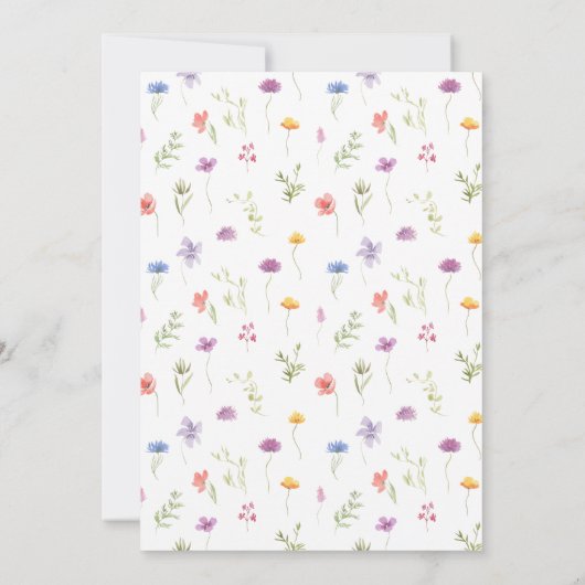牧草地カラフル野草花ボホ結婚式招待状 招待状 (裏面)