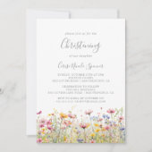 牧草地カラフル野草花《キリスト教》洗礼式や命名式 招待状 (正面)