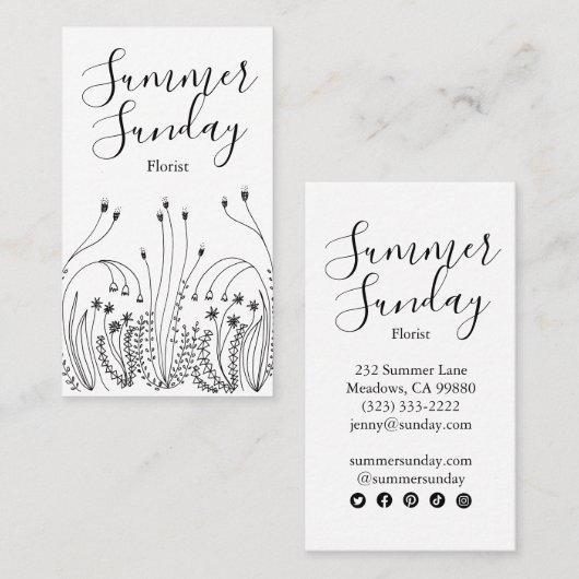 牧草地ガーデンラインアートフローリストランドスキャッパーアイコン 名刺 (正面/裏面)