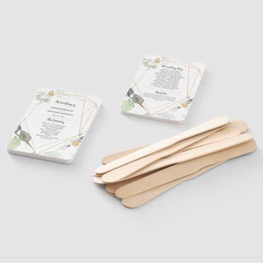 牧草地グリーンと金ゴールド植物体結婚枠 ハンドファン (組立なし)