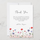 牧草地サマーワイルドフラワーベビーシャワー サンキューカード (正面)